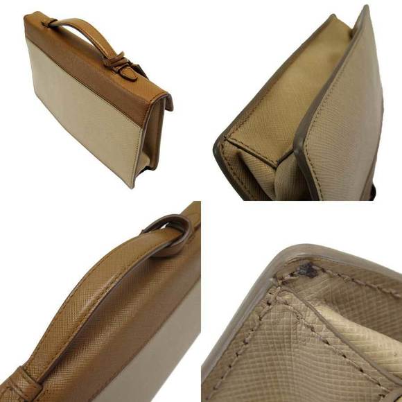 Prada Bag Brown Clutch Leather Tan - Picture 1 of 3